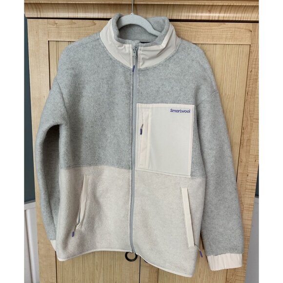 Smartwool Women’s Size L Cream Hudson Trail Fleece Wool Blend Zip Jacket - Picture 1 of 7
